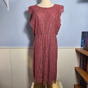 Maurices Large Mauve Lace Overlay Cap Sleeve Knee Length Dress Summer Wedding